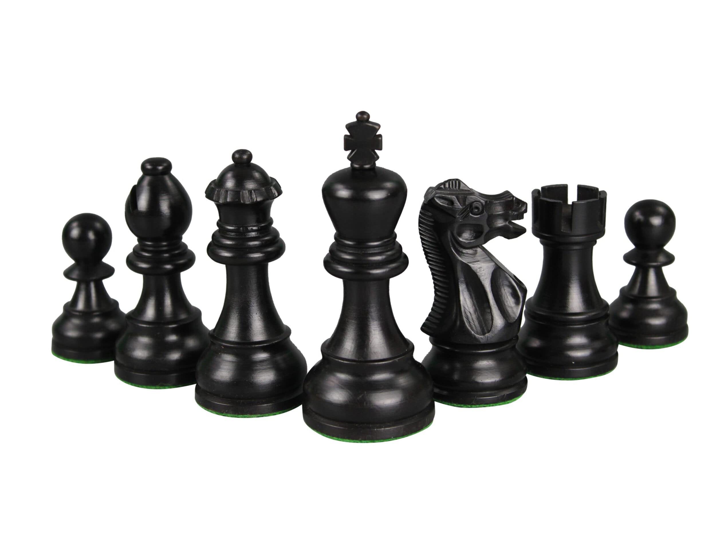 Set di scacchi piatti in madreperla Helena in legno di ebano 50,8 cm con scatola di scacchi 9,5 cm