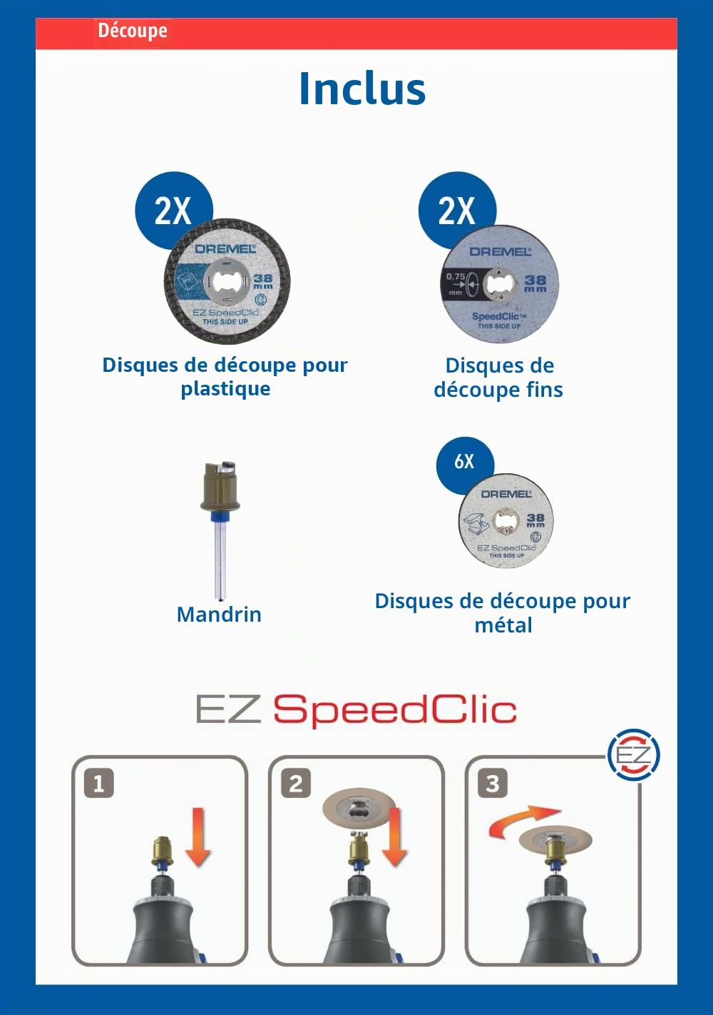 Dremel 3000 Outil Rotatif Multifonction 130W avec 15 Accessoires et 1 Sac & ccessoires SC690 EZ SpeedClic - Coffret de Meules à Tronçonner, 10 Disques