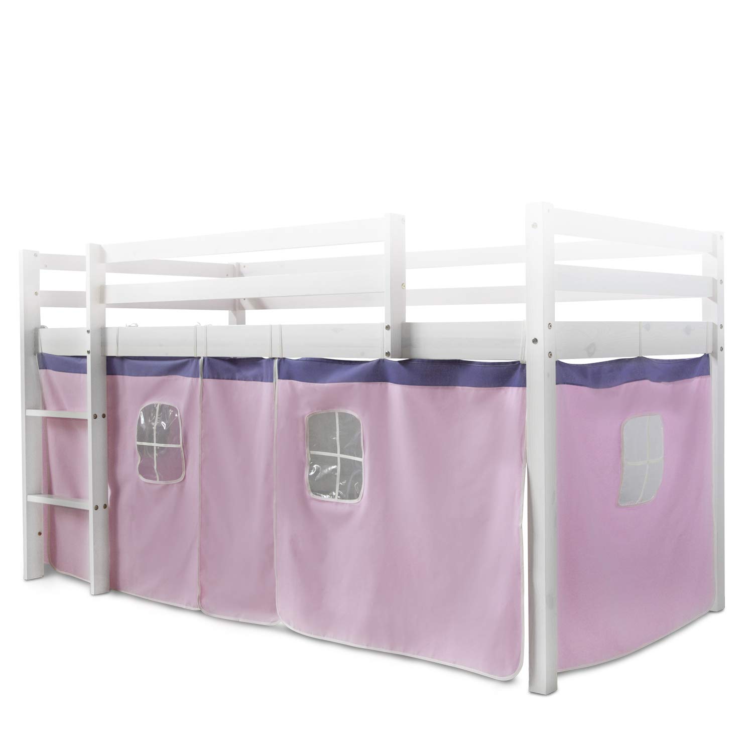 Homestyle4u Bettumrandung Vorhang Hochbett Rosa 100% Baumwolle Bettvorhang Kinderzimmer