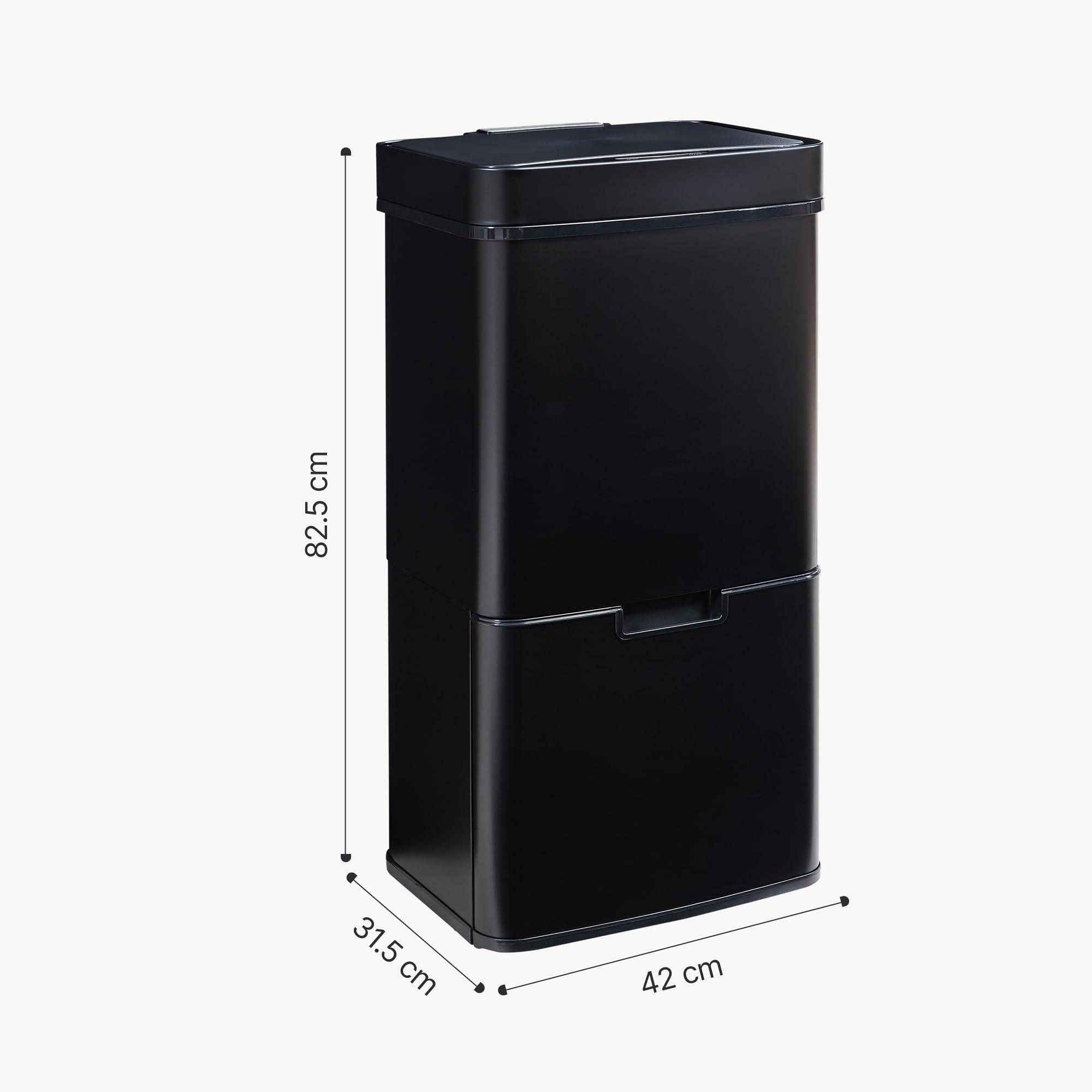 [en.casa] Cubo Basura Reciclaje Venna con Cajón Automático Cubo de Basura Cocina con Sensor de 72 L Basurero sin Contacto Acero Inoxidable Plástico ABS 83x42x32 cm - Negro
