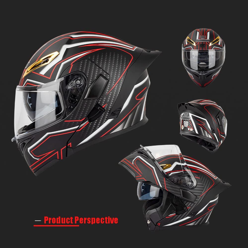 Modulari Bluetooth Casco Moto Omologato ECE Casco Anteriore Ribaltabile Adulti Uomo Donna con Doppia Visiera, Microfono Altoparlante Riduzione del Rumore Bluetooth Multifunzionale
