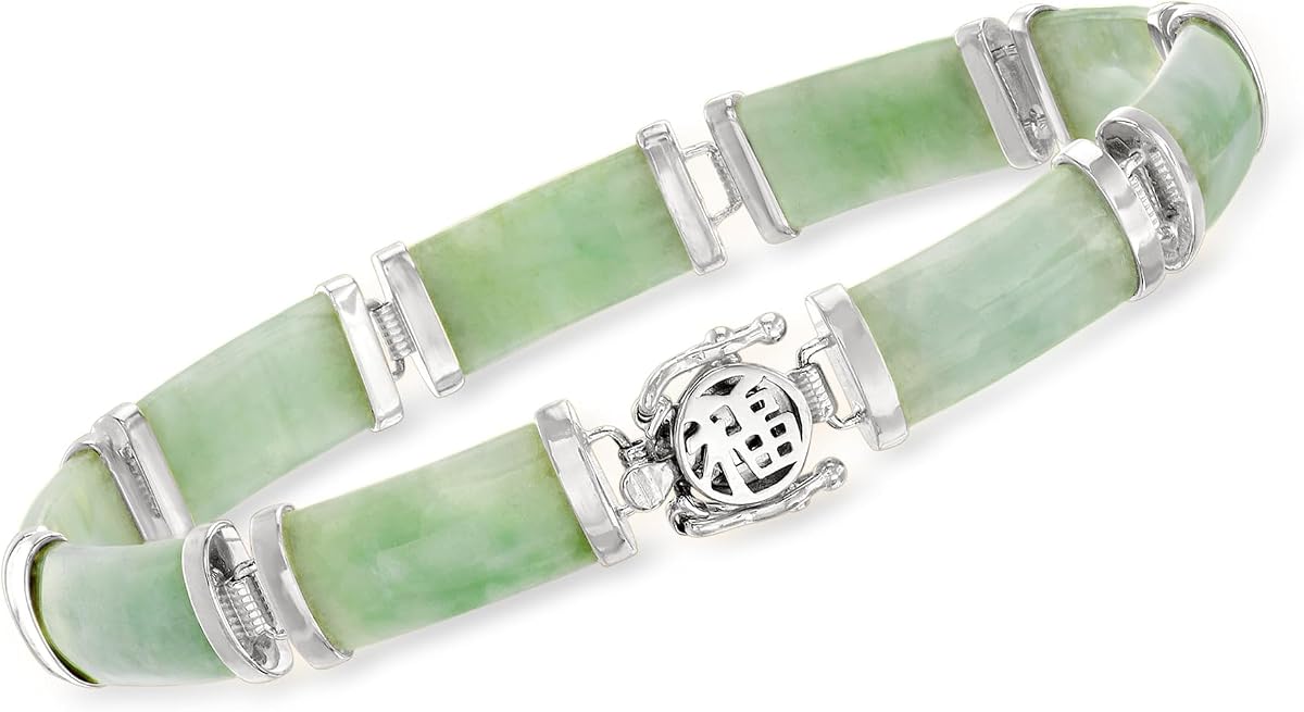 Pulsera de buena fortuna de jade de Ross-Simons en plata de ley