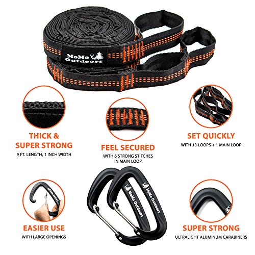 Lightweight Double Camping Hammock - Adjustable Tree Straps & Ultralight Carabiners Included - Two Person Best Portable Parachute Nylon Hammocks For Hiking, Backpacking, Travel & Backyard - Easy Setup #TOP1