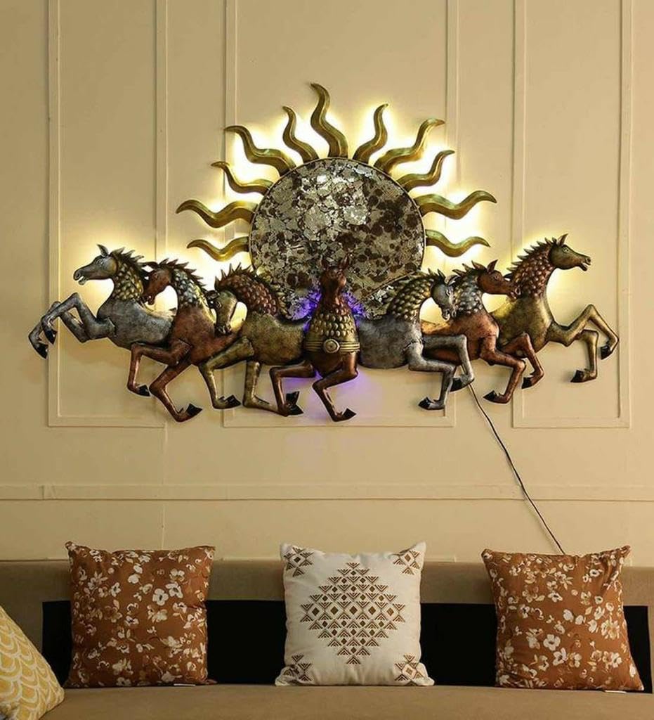 Vfrills Metal Seven Running Horses With Sunrise Wall Hanging Decor For Vastu, Living Room (48 * 28 Inches), Brown (B0CH87JRZC) Amazon Price History, Amazon Price Tracker