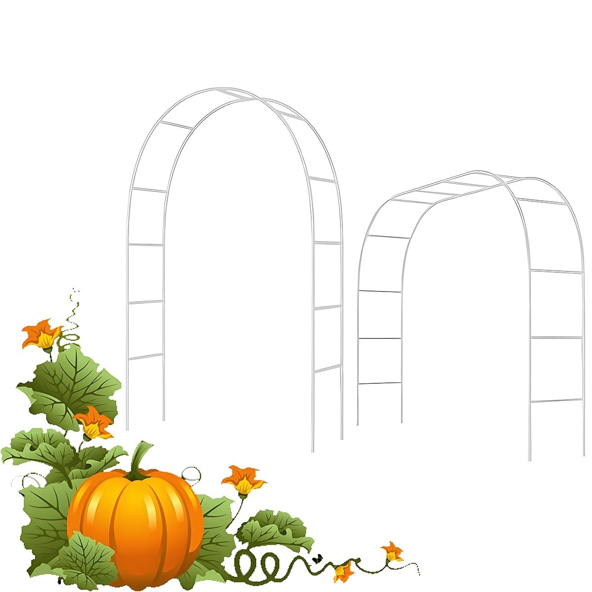 Arco da giardino decorativo in acciaio inox per rose e piante rampicanti in metallo, supporto per piante rampicanti, dimensioni 80 x 280 cm, elegante pergolato da esterno per rose e rampicanti, bianco