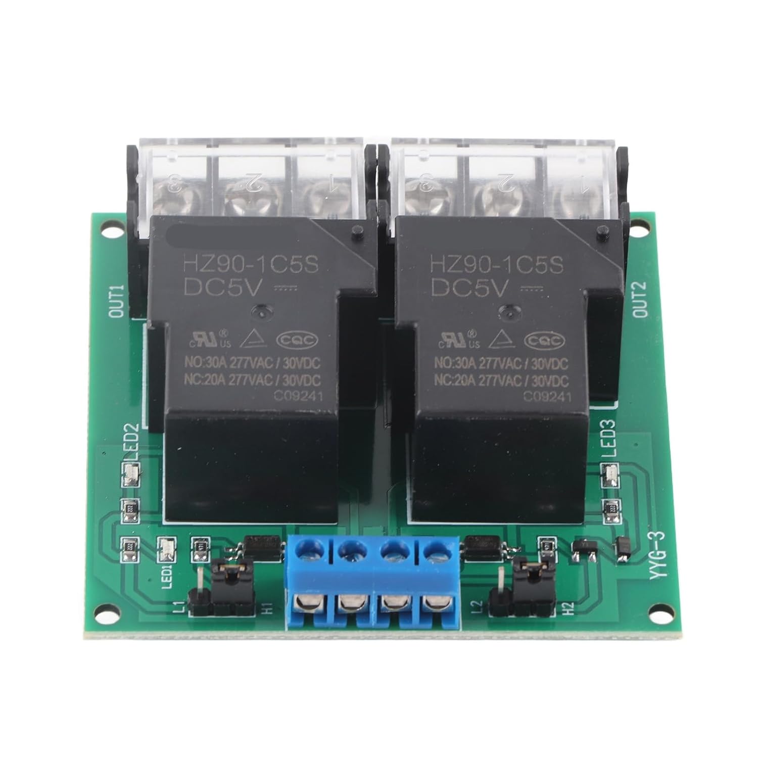 10pcs 30A YYG-3 DC12V 2 Channel Relay Module Relay Switch (5VDC)