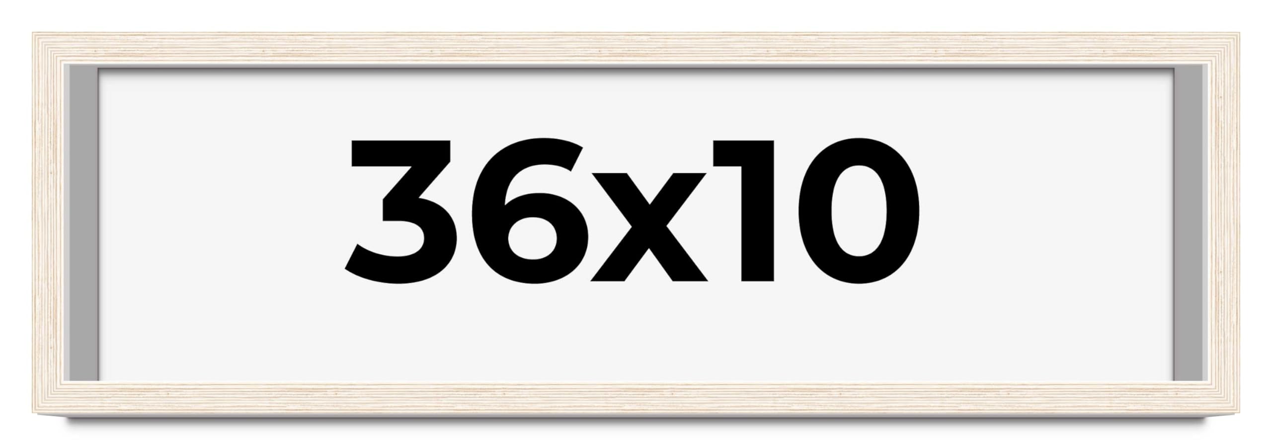 36x10 Shadow Box Frame White | 1.125 Inches Deep Real Wood Rustic Shadowbox Display Frame | UV Resistant Acrylic Front, Acid Free Backing, and Hanging Hardware | Finnegan Picture Frame Style