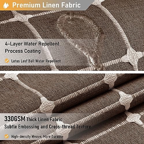 Image of BTTN Stall Fabric Shower Curtain - 54x78 Inches Boho Linen Heavy Duty Tassel Shower Curtain Set with 10 Hooks, Narrow Rustic Modern Farmhouse Neutral Cloth Thick Shower Curtains for Bathroom - Brown