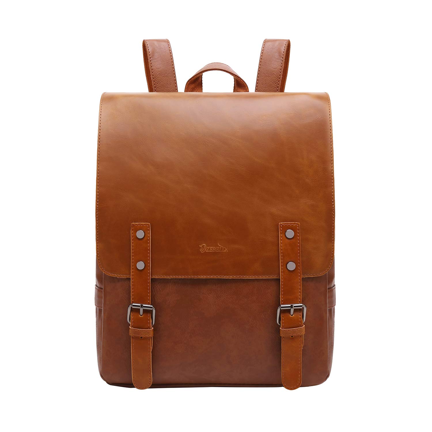 light brown leather backpack