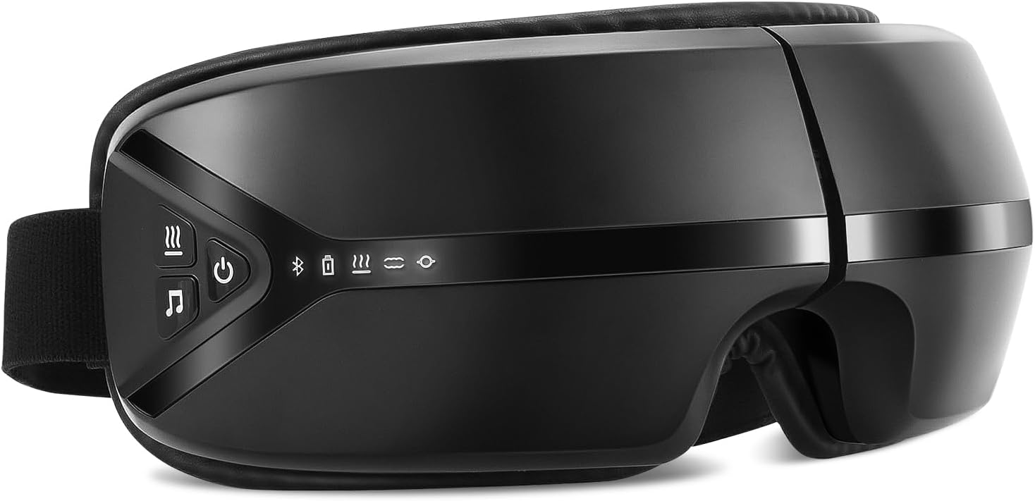 Eye Massager with Heat, Eye Mask with Bluetooth Music and Air Compression, Eye Relax Face Massager for Migraine, Stress Relief Gifts for Mom Dad Birthday Gifts for Women Men