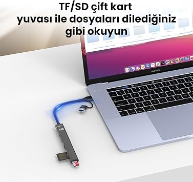 DM CHB025 2*Type-C 1*USB-A SD Micro SD TF Card Reader Multiplexer Converter with USB-A and Type-C Input