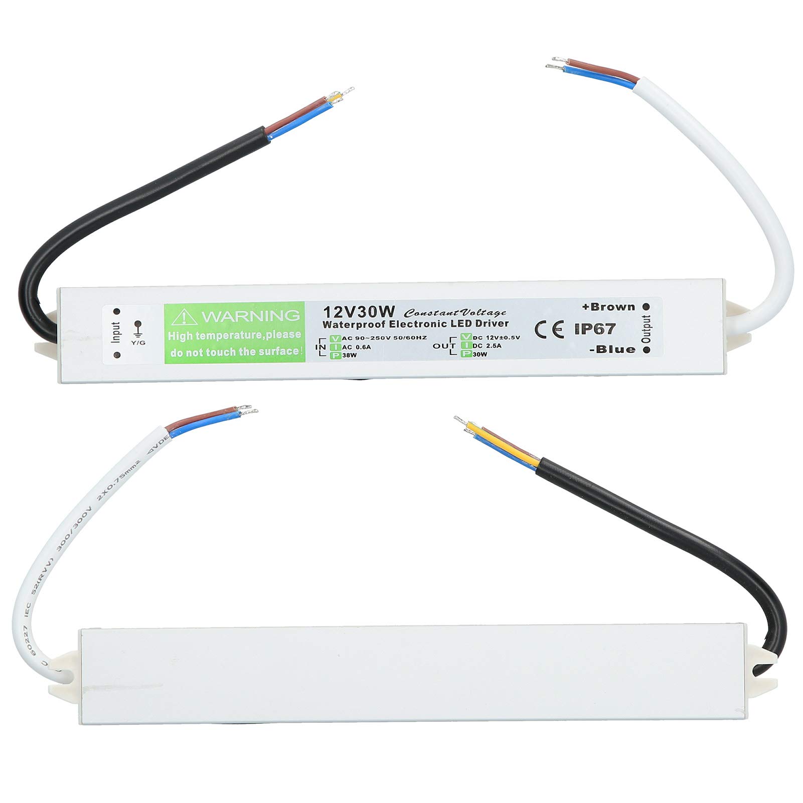 Trasformatore driver LED 30W, alimentatore switching impermeabile 12V/24V CC IP67, più sottile e durevole, eccellente isolamento, elevata rigidità dielettrica(DC12V)