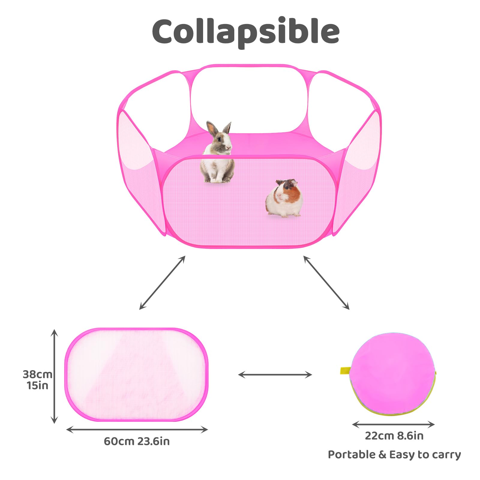 Recinto Portatile Per Piccoli Animali Pawaboo – Box 2 In 1 Con Tappetino Impermeabile, Apertura Automatica, Per Pulcini, Gattini, Conigli E Ricci