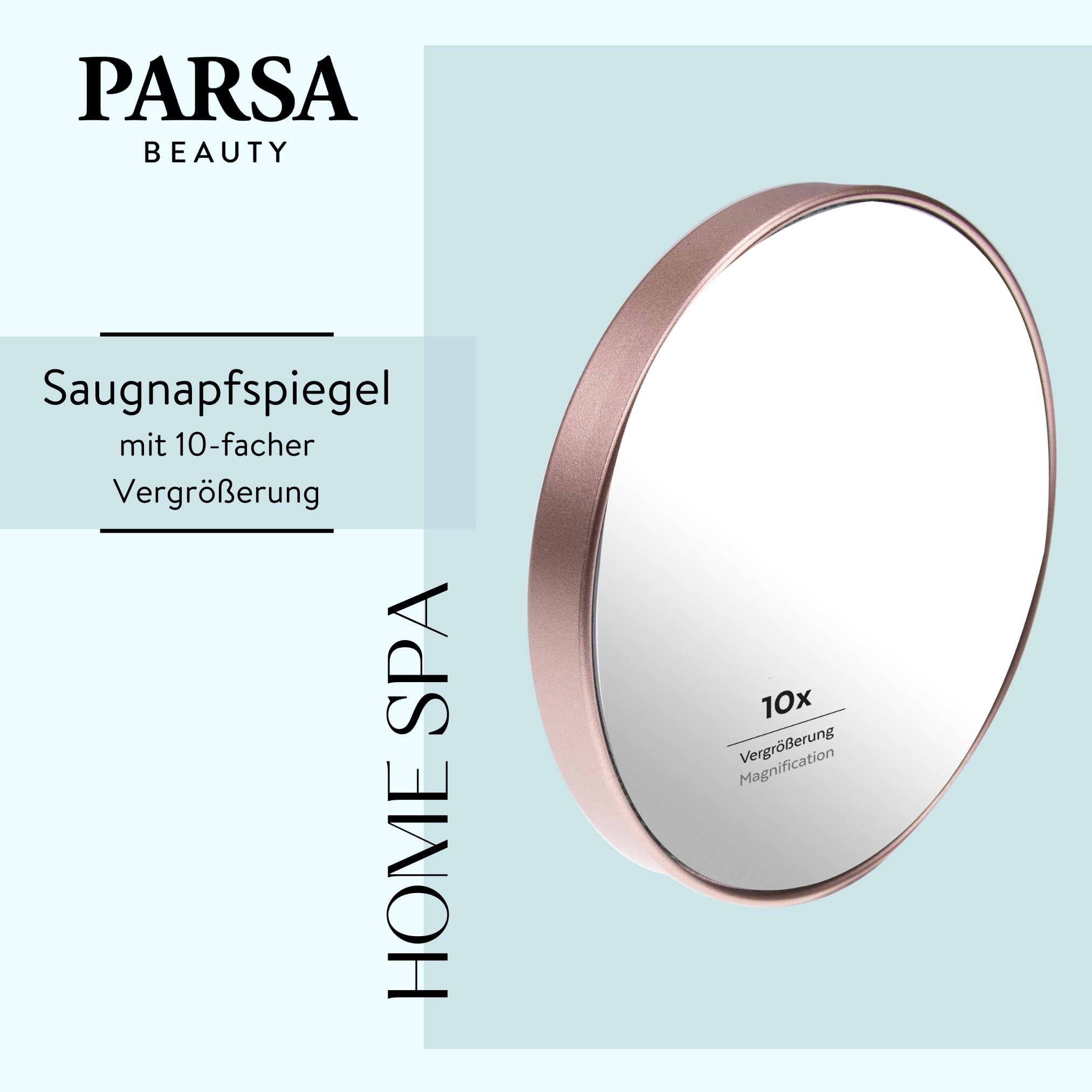PARSA Beauty Lusterko Powiększające 10x Ø 8,8 cm z Przyssawką do Makijażu, Precyzyjna Pielęgnacja Domowa i Podróżna