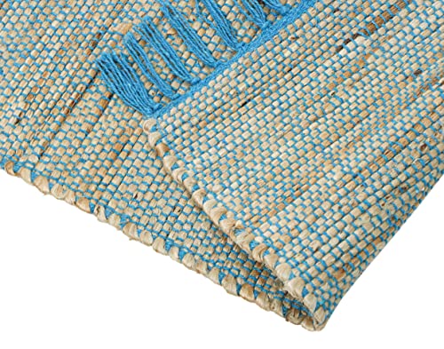 Image of The Home Talk Hand-Made Tablemat - Vintage Mats for Parties, Dining Table, Coasters - Decorative Placemats - 100% Jute Natural Fibers - Pack of 4 (13 x 19 Inches - Turquoise)