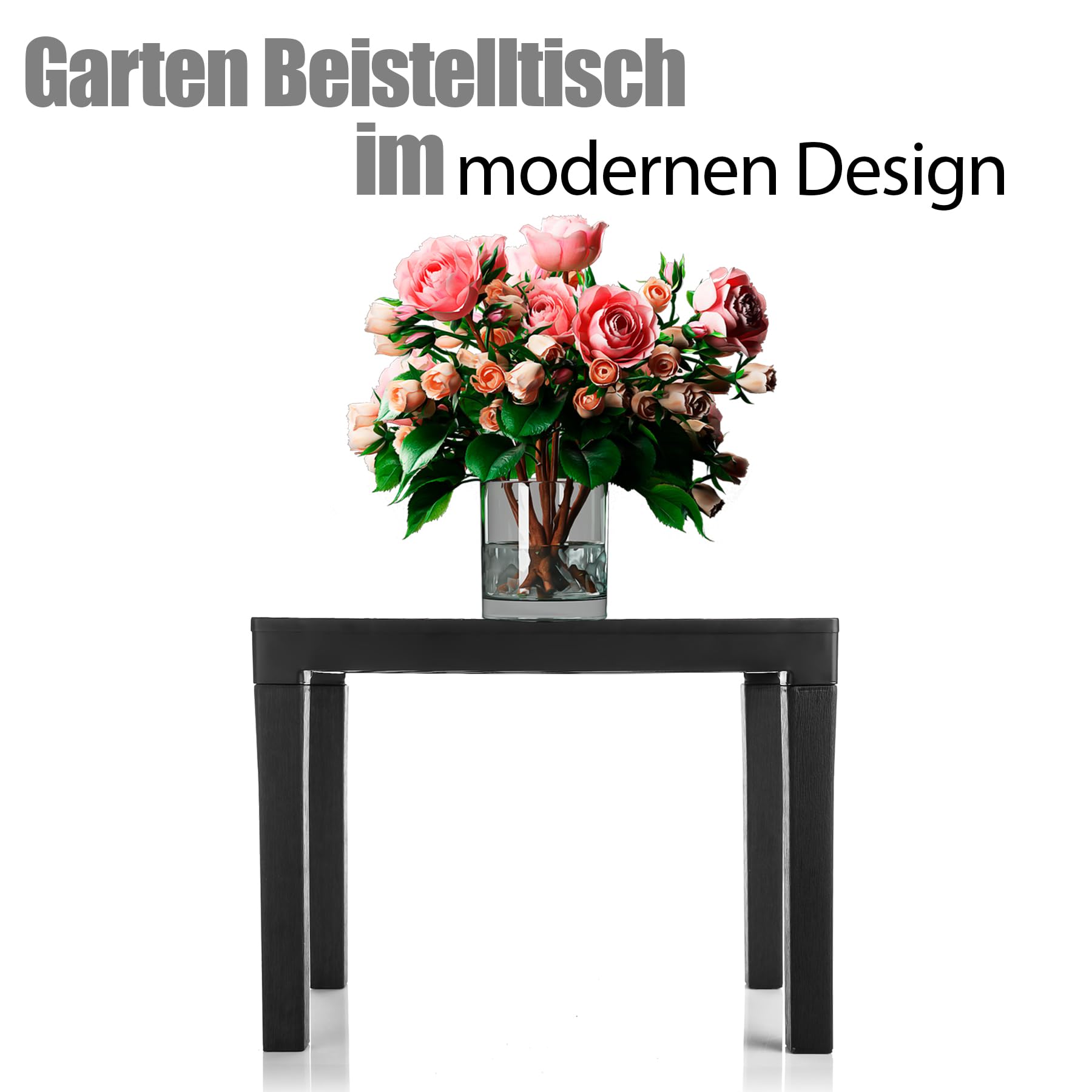 BigDean Garten Beistelltisch in Schwarz wetterfester Campingtisch | für In – und Outdoor geeignet – Kunststoff Esstisch Gartentisch Balkontisch – Made in Europa