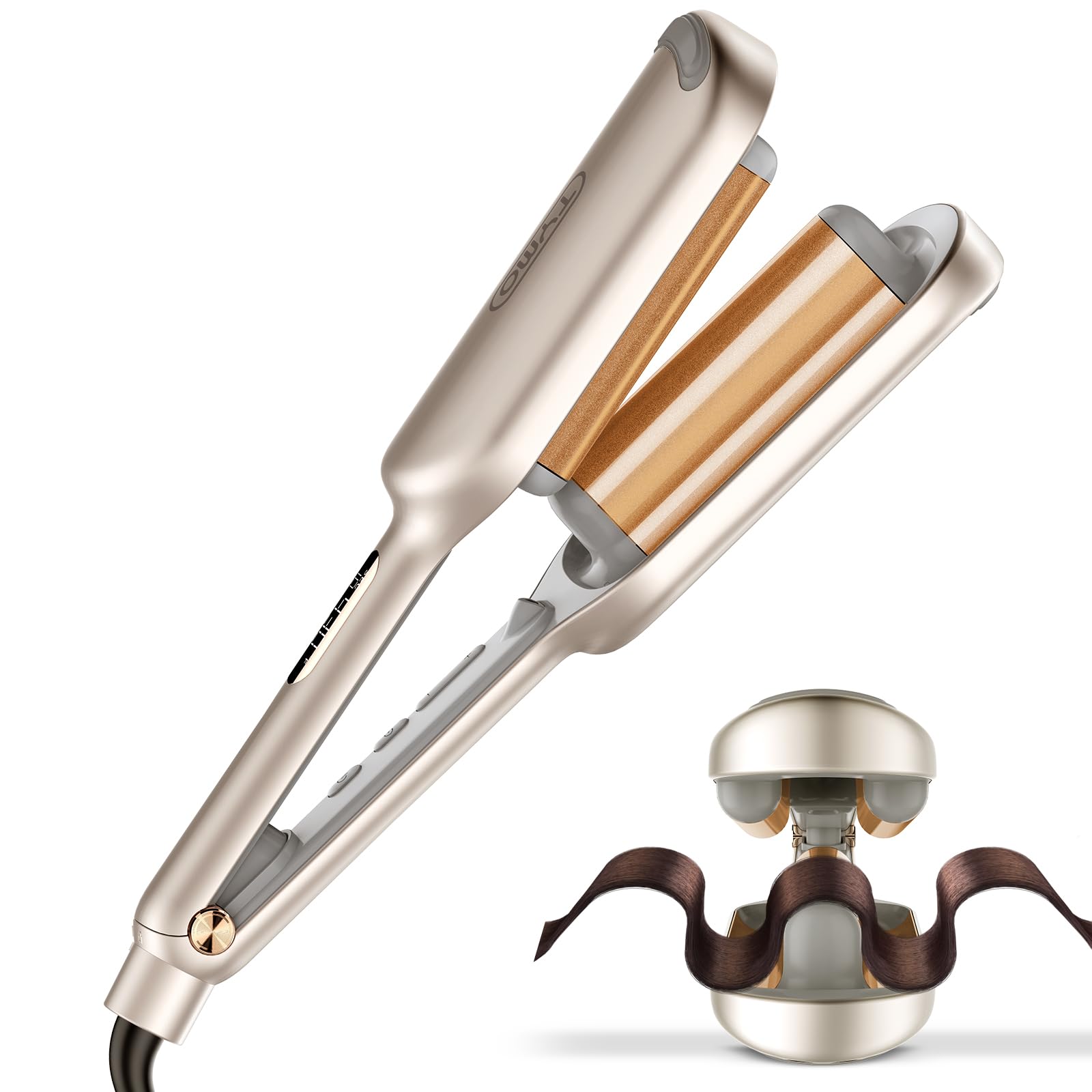 TYMO ROVY Welleneisen für haare, Lockenstab große Locken geeignet für Anfänger, Sofortiges Wellen, Ionen Keramik Hair Curler für Lange kurze Haare mit 4 Temperaturen LED-Anzeige, Anti-Verbrennung