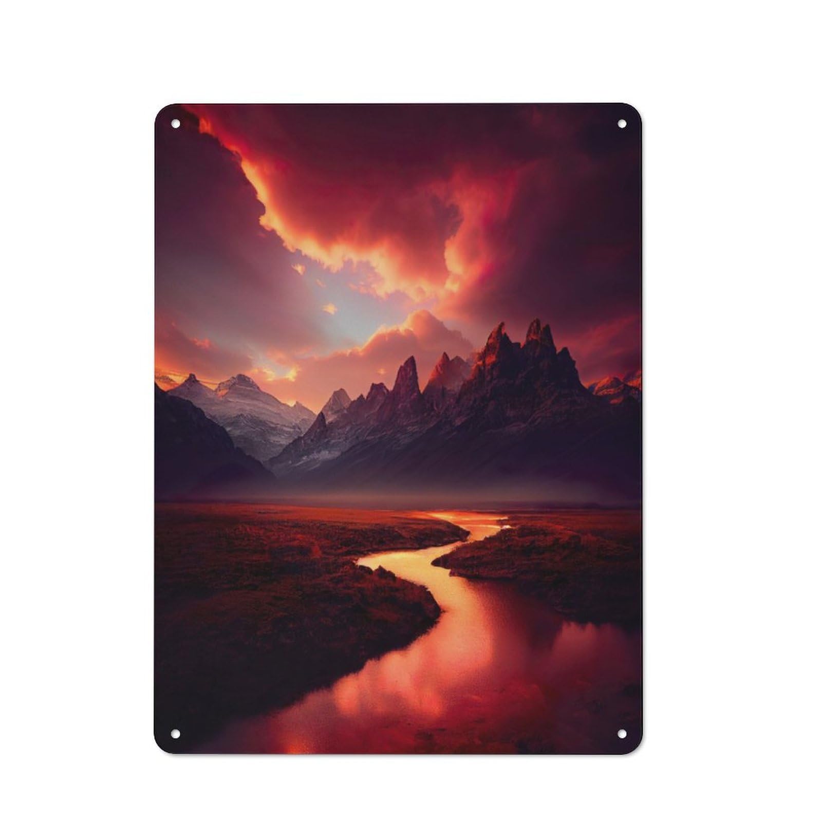Junmoney Firestorm Landscape Vintage Tin Sign 40X30cm With For Guest Room Or Hallway, Suited To Wall Displays In Guest Rooms And Hallways