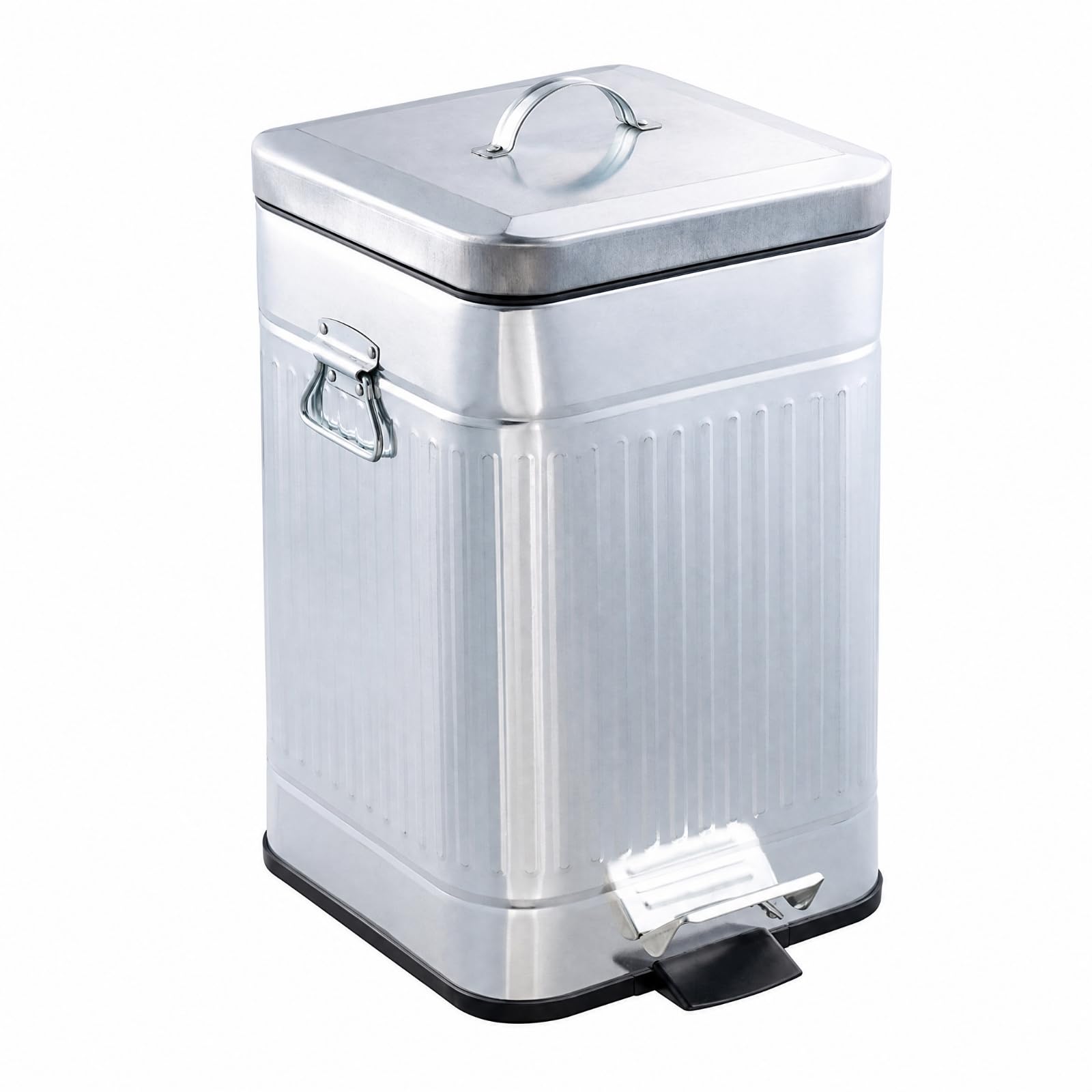 predolo Cubo 12 litros con Pedal Silencioso Cubo con Tapa Cierre Libres Barero para Baño, Dormitorio, Sala, Plateado, 12L