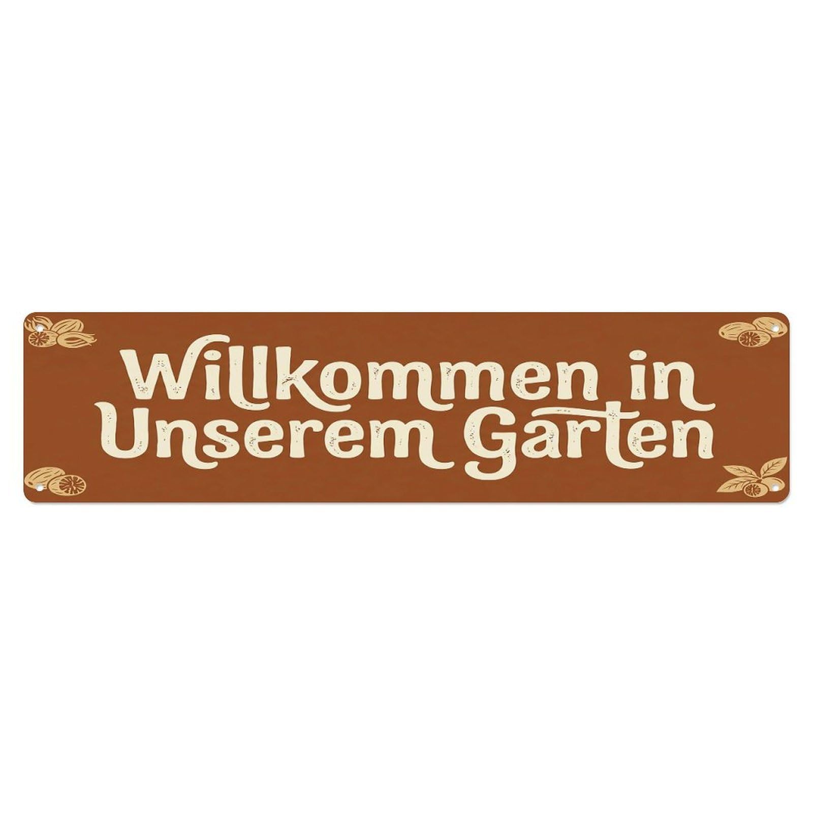 Odgynaw 4X16inch(10X40cm) Vintage Welcome To Our Garden Nutmeg Brown Metal Tin Sign