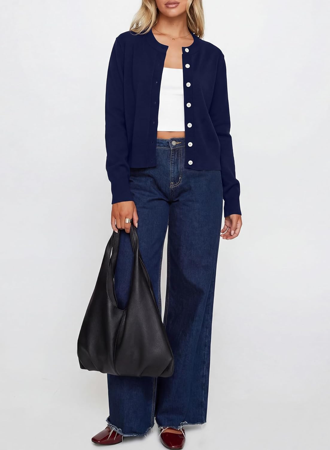 Darong Womens Cardigan Sweaters Button Down Lightweight Crew Neck Outfits Spring Fashion 2026 Clothing - Image 3