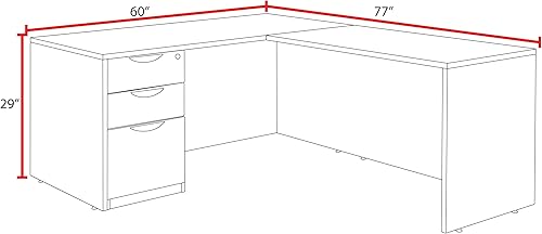 Miniatura 9 de Regency Legacy - Escritorio en L con pedestal individual con tres cajones, 66 pulgadas, gris ceniza Gris