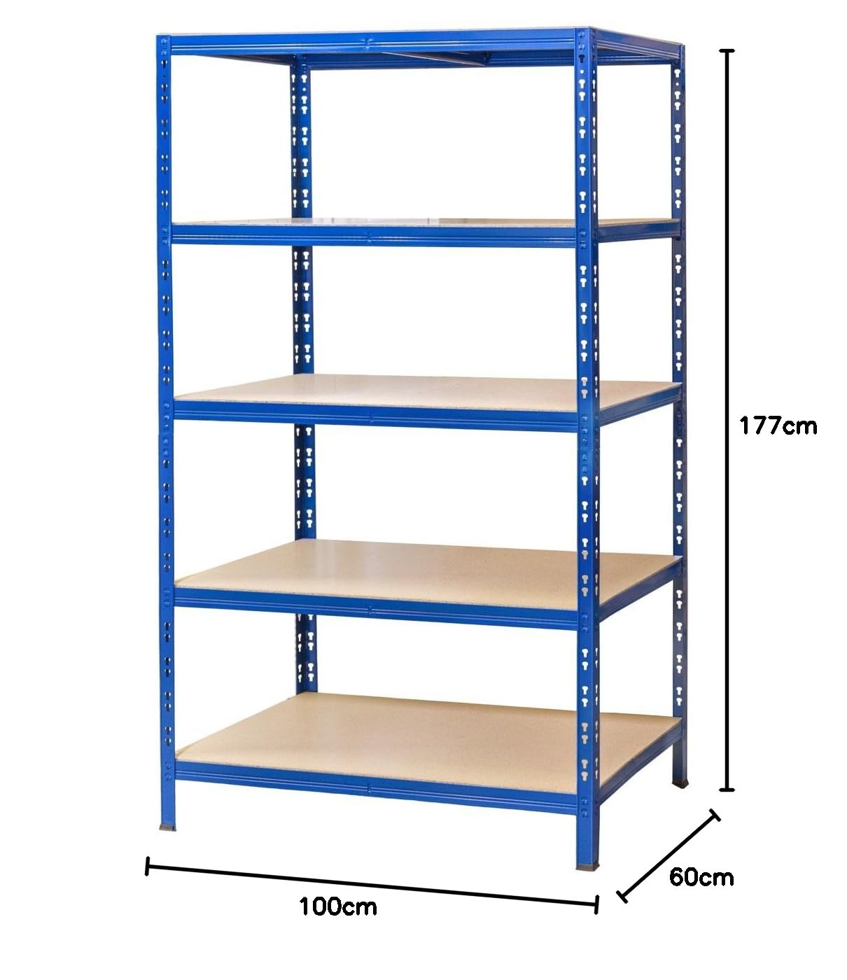 Schwerlastregal 179x100x60 cm blau 5 Böden 175 kg