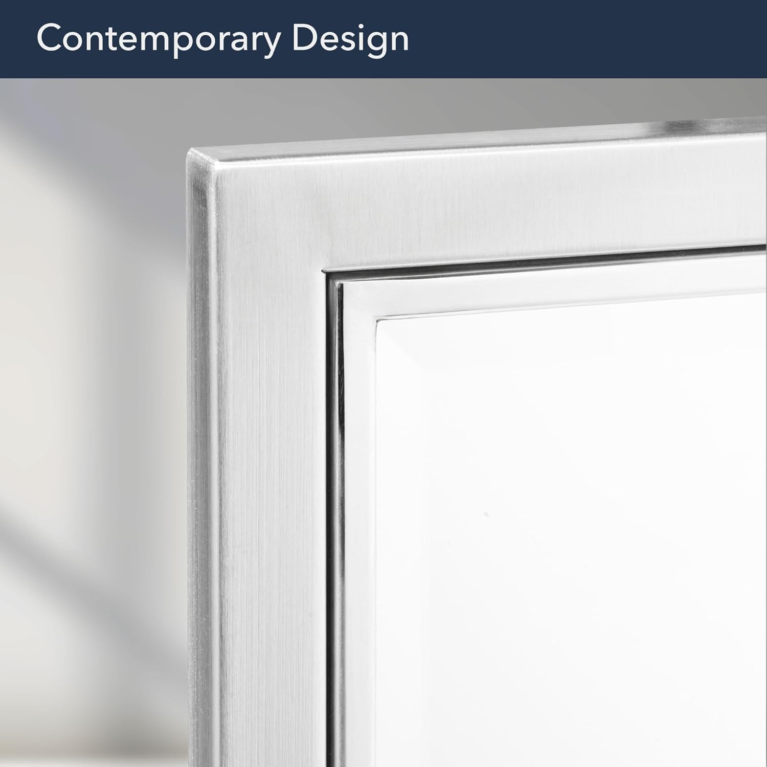 Head West Modern Transitional Rectangular Mirror – Brushed Nickel & Chrome Stainless Steel Framed Bathroom Mirrors for Over Sink, Living Room & Entry Way, 30"x40"