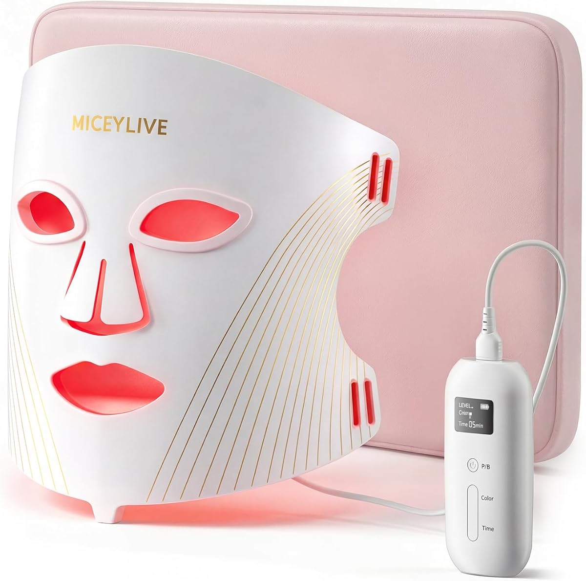Red Light Mask for Face - 460-850nm Near-Infrared Led Light Face Mask, 2000mAh Remote Control, Timing Function, Red Light Lamp for at Home and Travel