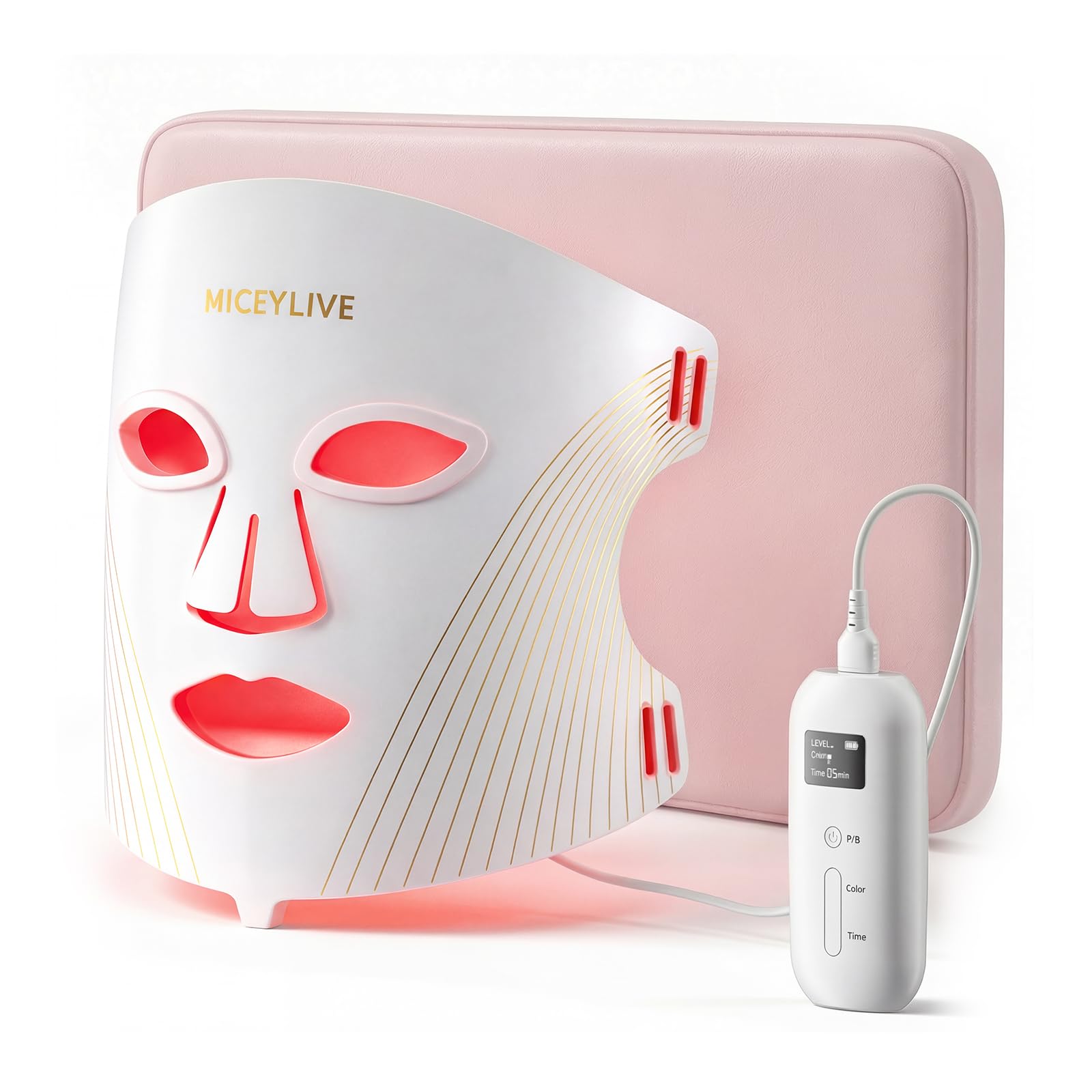 MICEYLIVE Red Light Mask for Face - 460-850nm Near-Infrared Led Light Face Mask, 2000mAh Remote Control, Timing Function, Red Light Lamp for at Home and Travel, Mother's Day Gift