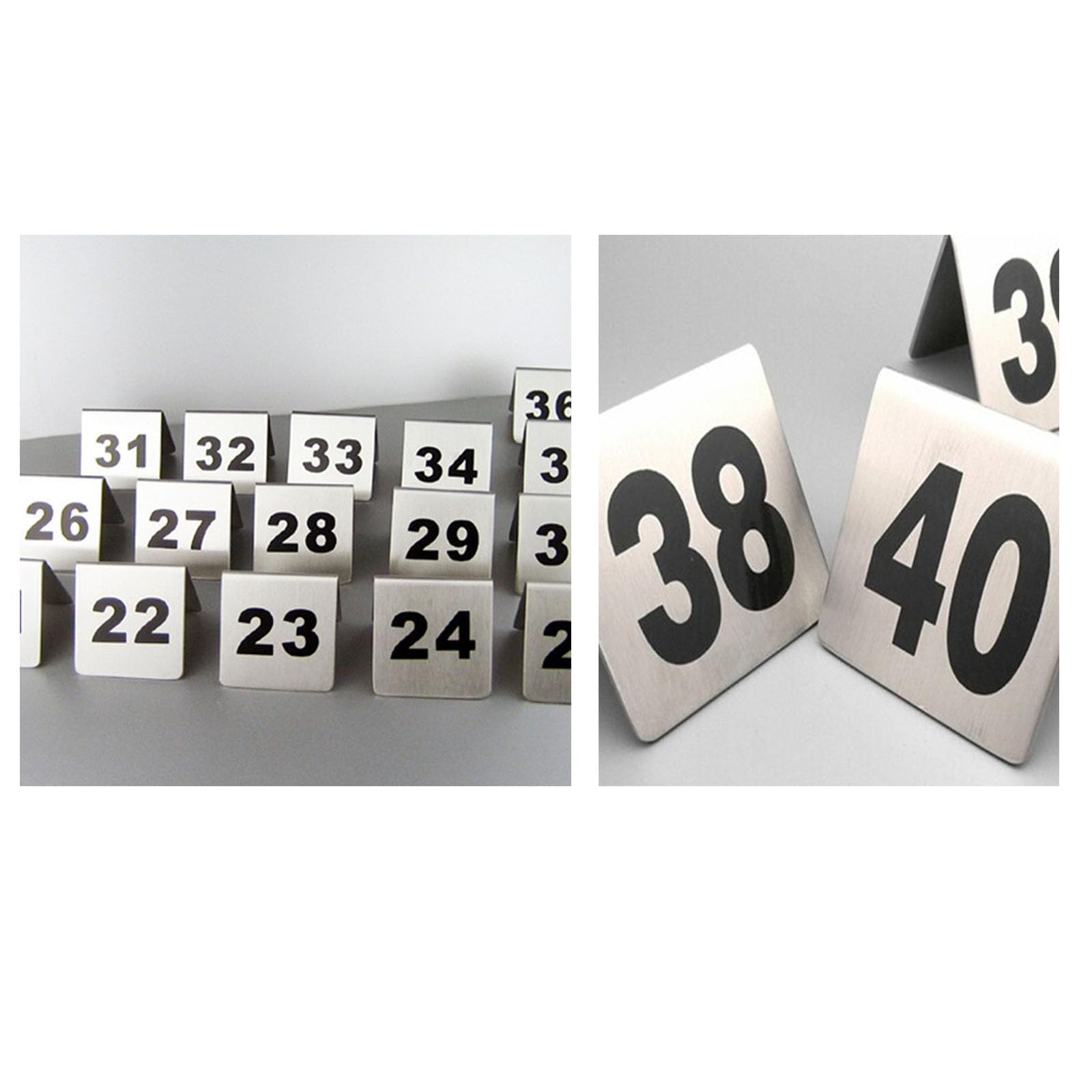 Tarjetas de números de mesa de restaurante, tarjetas de números de mesa de acero inoxidable, impresión a doble cara, 1-25, 1-50, adecuadas for restaurantes(1-50)
