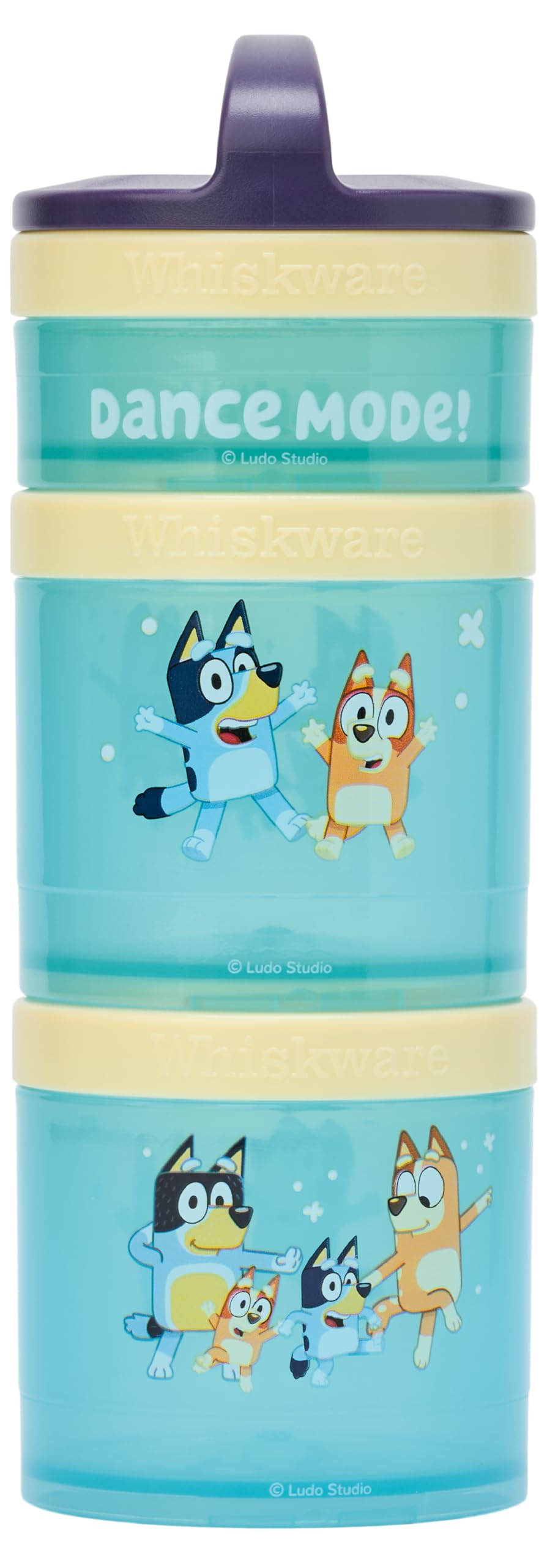 Whiskware Bluey Snack Containers, 3 Stackable Snack Cups, Dance Mode!