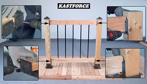 Miniatura 6 de KASTFORCE 20 conectores de barandilla de cubierta con 160 tornillos inoxidables para poste de madera de barandilla de 2 x 4 (1.5 x 3.5 pulgadas),