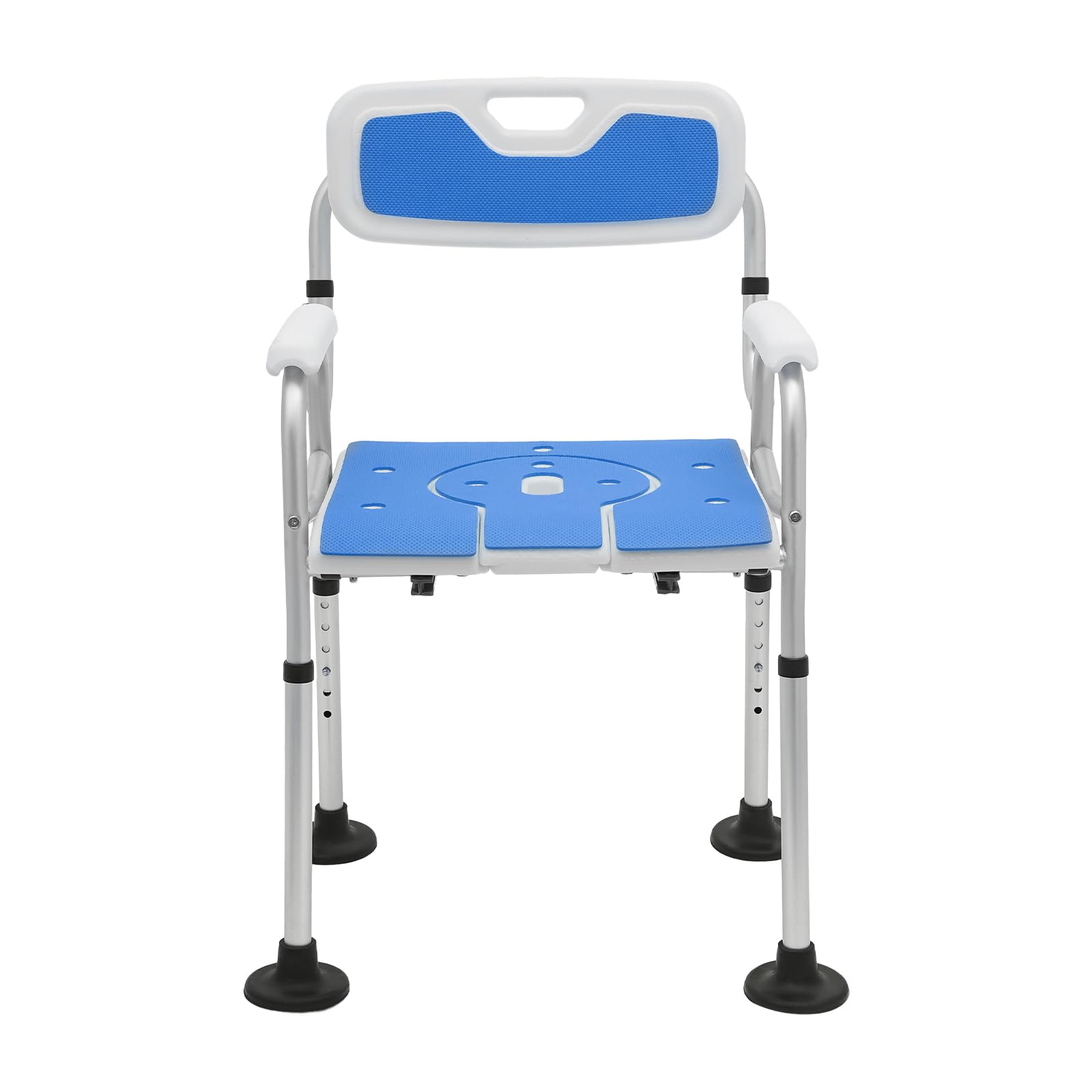 Silla de ducha para personas mayores, taburete de ducha con respaldo, asiento de ducha con 6 niveles de altura ajustable, capacidad de carga de 150 kg, silla de inodoro, ayuda para ducha para personas