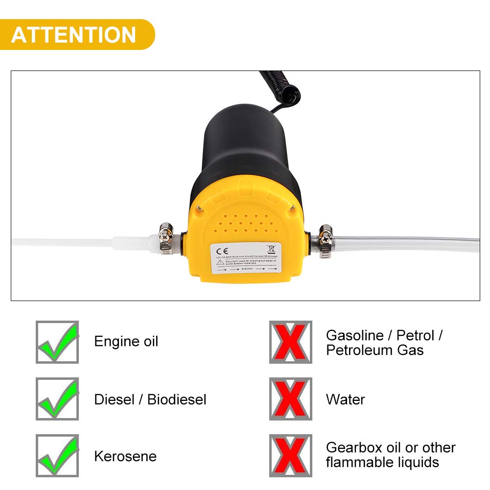 Haofy Pompa Aspirazione Olio, Pompa Estrazione Olio 12V 60W, Pompa Olio Fluido Estrattore Aspirazione Pompa Trasferimento Olio Pompa Cambio Olio 250L/Ora per Auto Barca Moto