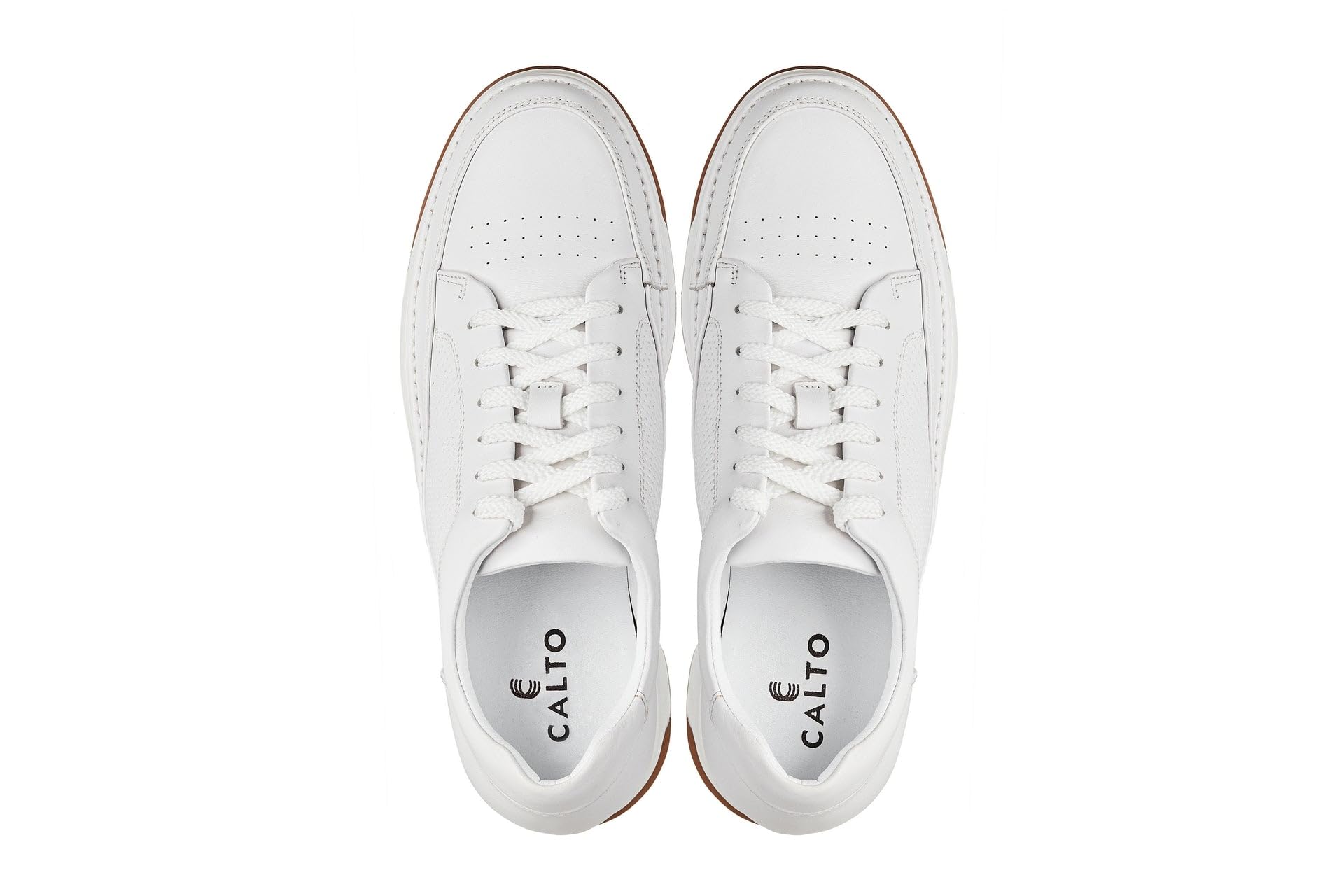CALTO Zapatos de elevación invisibles para hombre con aumento de altura – Zapatillas de cuero de primera calidad con cordones – 2.6 pulgadas más altas