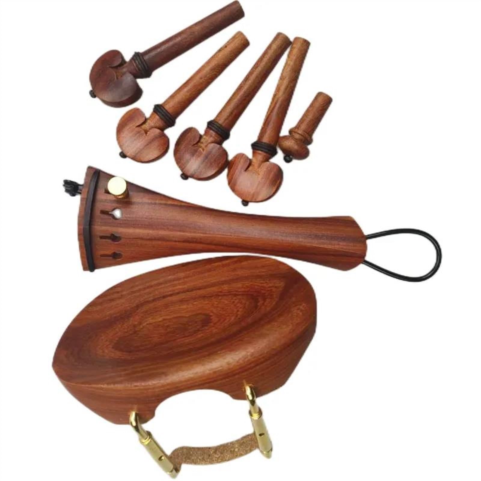 4/4 pełnowymiarowy zestaw akcesoriów do skrzypiec kołki podbródek końcówka końcówka zacisk Finetuner części zamienne do skrzypiec (Color : Violin parts 3)