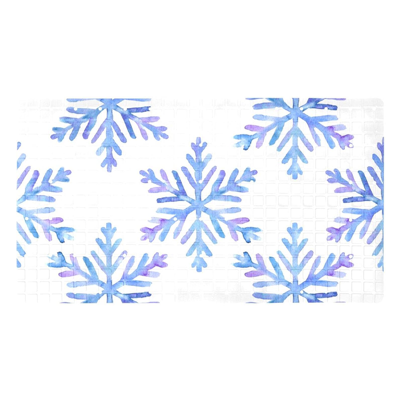 Tapis de baignoire flocons de neige aquarelle design élégant et finition haut de gamme ultra douce