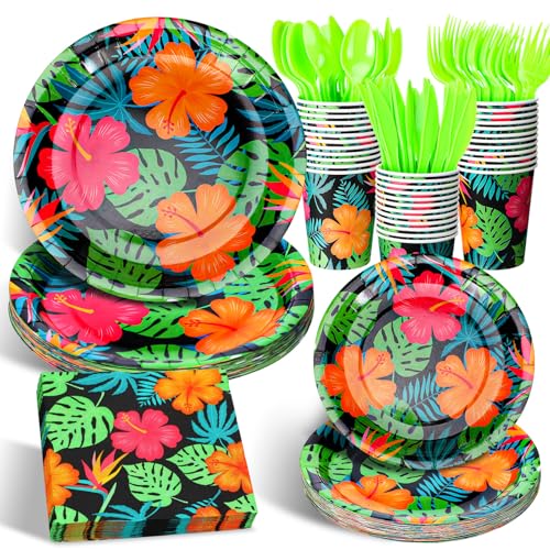 Havawish 168 Pcs Tropical Nights Hawaiian Aloha Party Supplies 7 Inch 9 Inch Disposable Luau Paper Plates Cups Napkins Knife Fork Spoon Serve 24 Guests for Summer Beach Pool Dinnerware Decorations Havawish 168 Pcs Tropical Nights Hawaiian Aloha Party Supplies 7 Inch 9 Inch Disposable Luau Paper Plates Cups Napkins Knife Fork Spoon Serve 24 Guests for Summer Beach Pool Dinnerware Decorations