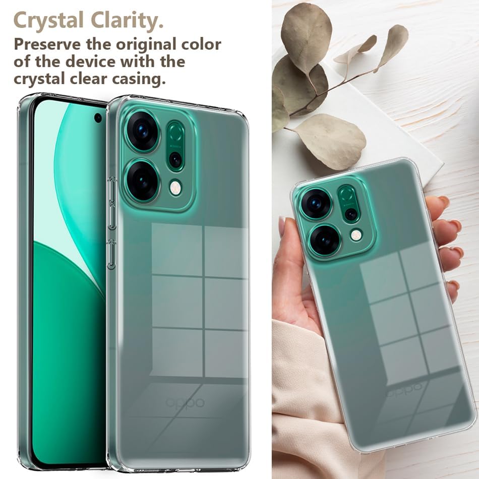 Image of JGD PRODUCTS for Oppo Reno 14 5G Premium Transparent Hybrid Soft Slim Dust Proof Back Case Cover with Camera Protection