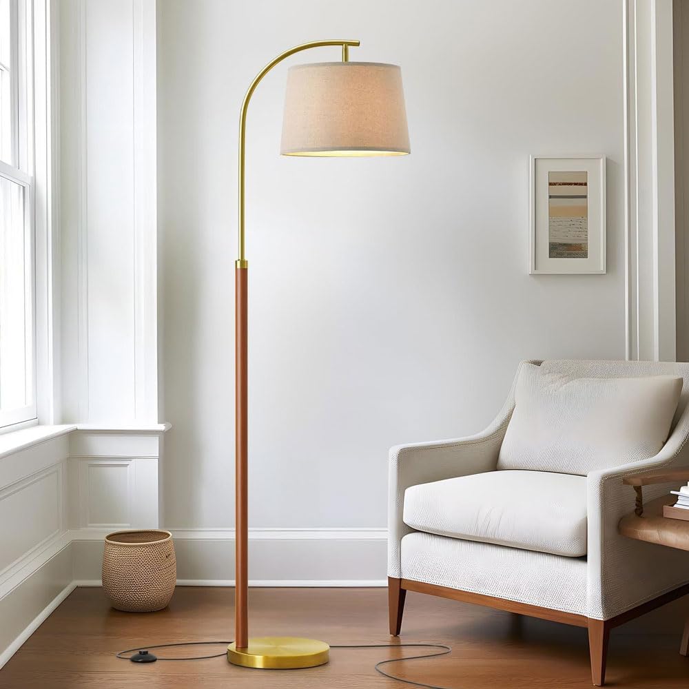 Lampa podłogowa z funkcją ściemniania, wysoka lampa stojąca z beżowym kloszem i ciężką podstawą, 3 temperatury barwowe, idealna do sypialni, biura, kącika do czytania, dekoracja przedszkola