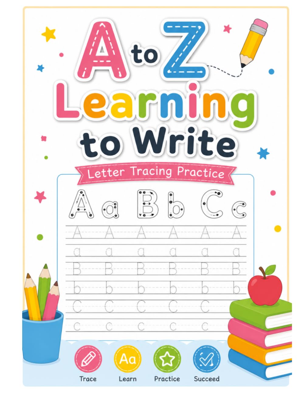 A to Z Learning to Write: Trace, Learn & Practice Uppercase and Lowercase Letters