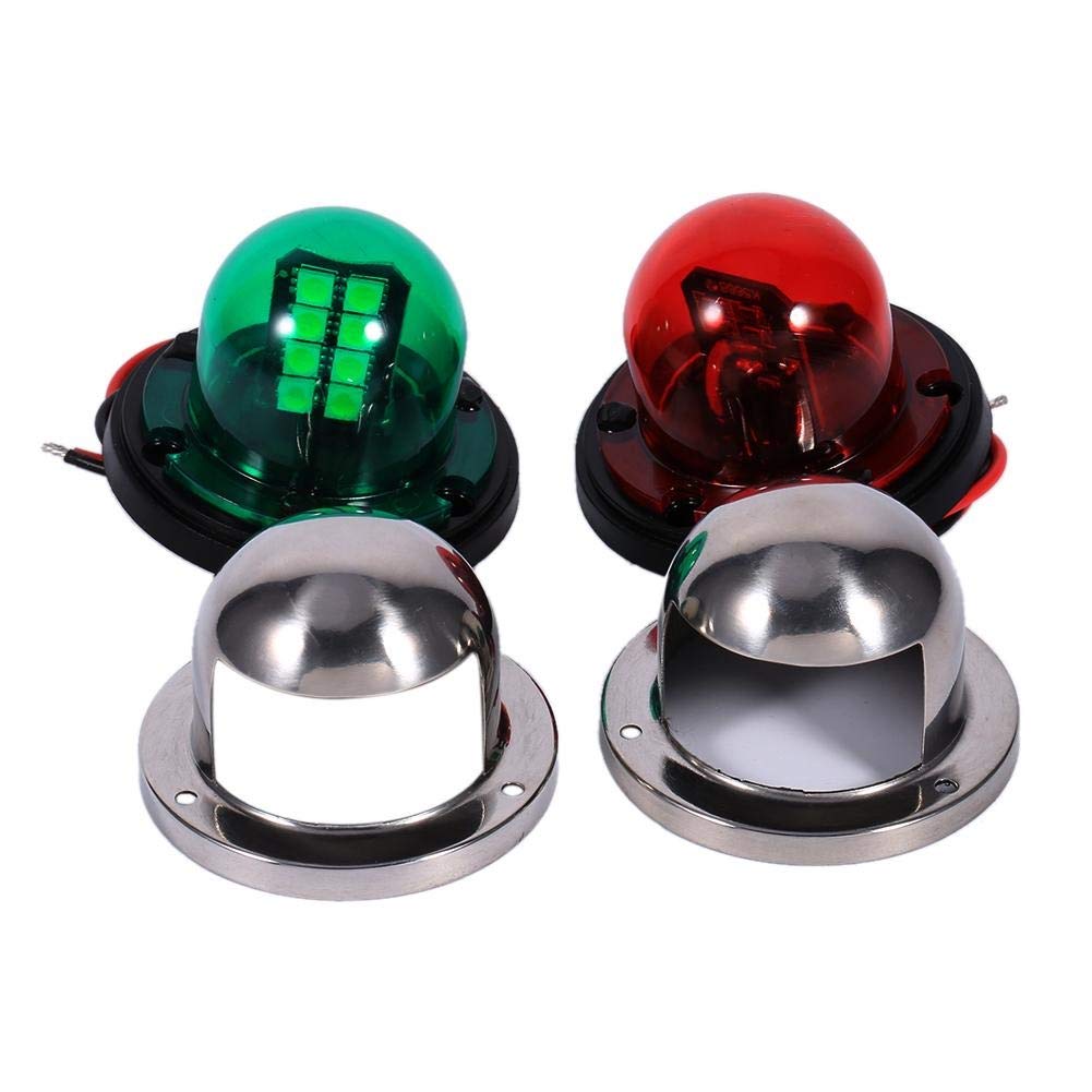 Feux de Navigation de Bateau, 2 Pièces 12V Acier Inoxydable Rouge et Vert LED Lampe de Navigation Marine Feu de Signalisation Étanche Accessoire de Yacht