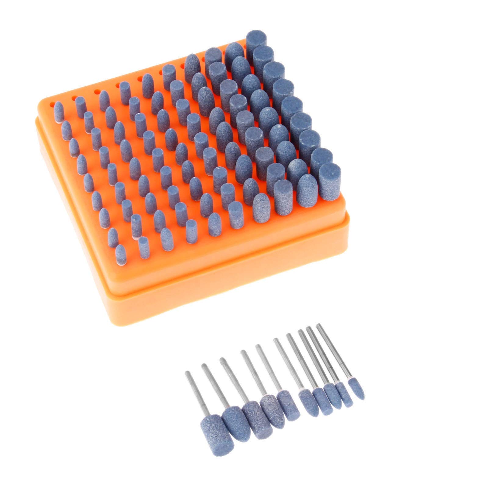 Testa di macinazione e lucidatura 100pcs Abrasivo Punto di pietra montata Punto di macinazione della ruota della testa for laminazione della stampo Polish Die Grinder Strumenti rotativi 3mm Stinco