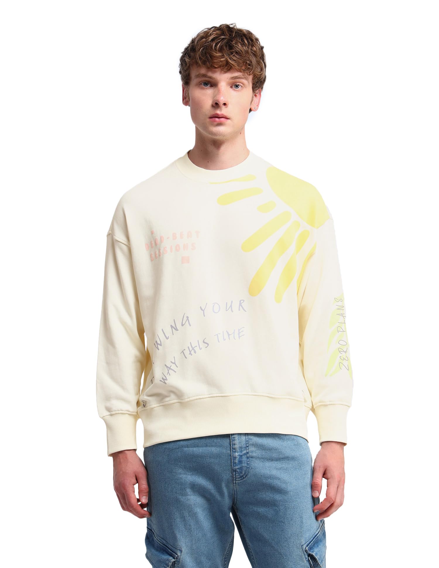 flying machine Men's Oversized Fit Sweatshirt| Printed-picture-45