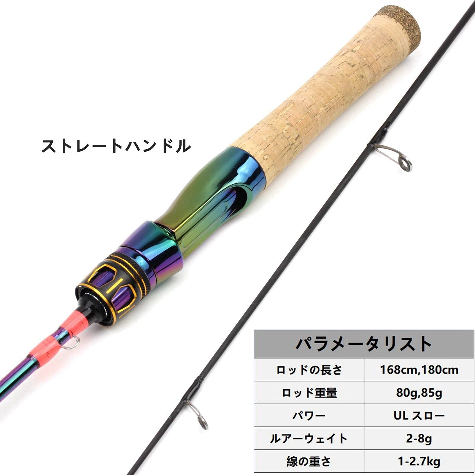 Amazon | カラー木製ハンドル ルアー釣り竿、餌釣り竿、超軽量ベイト