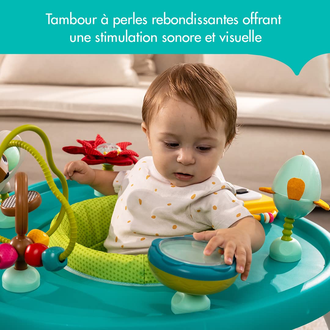 Tiny Love Centre d'activités stationnaire 5 en 1, Centre d'activités pour bébé, jouets détachable, planche d'équilibre, table de jeu et chaise, De 3 à 36 mois, collection Meadow Days