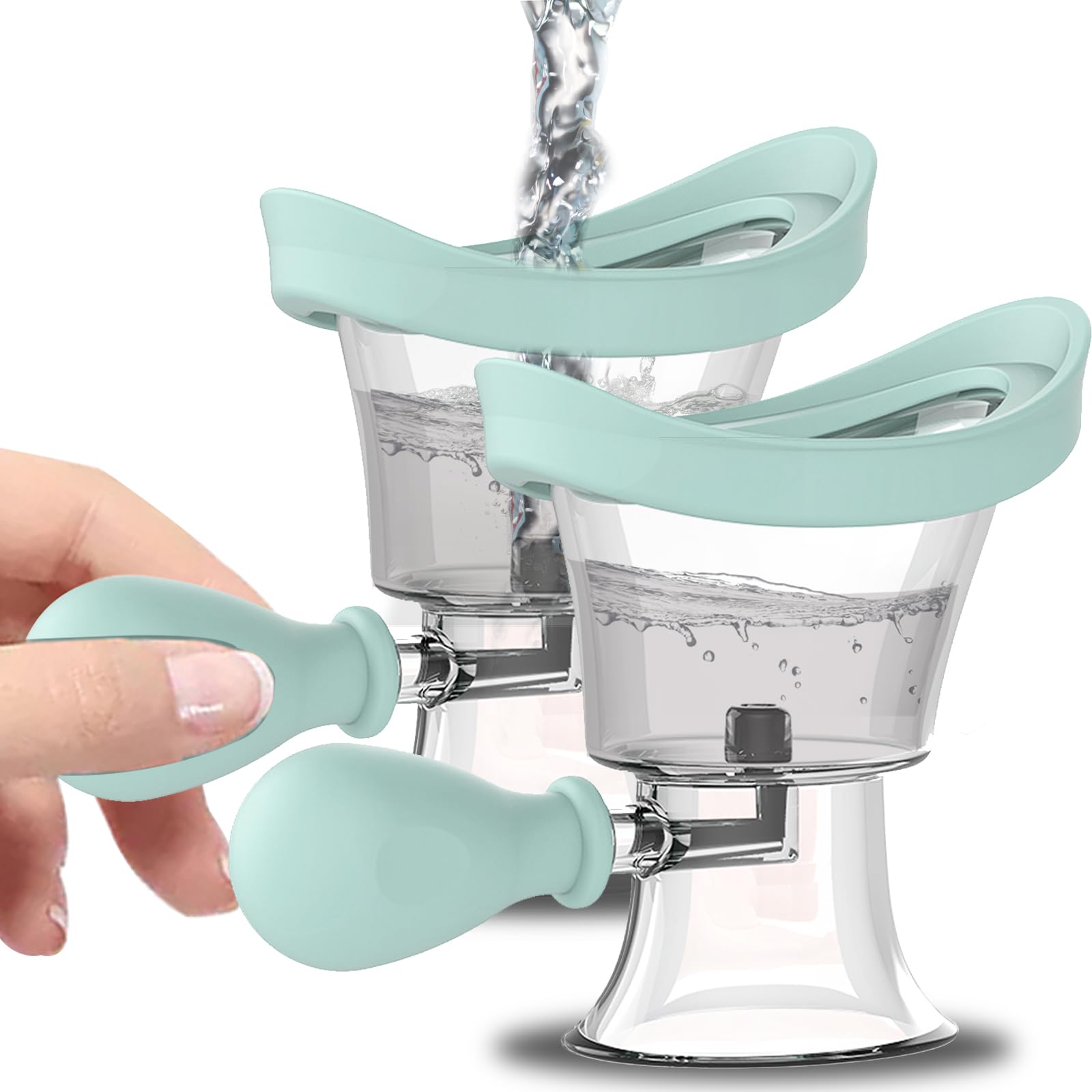 2Pack Eye Wash Cup, Portable Eye Washer Bath Kit Eye Care Silicone Air Pressure Eye Cleaning Cup Eye Wash Cleaner Kit Soothing Tired Eyes Effective Relief Tired Eyes Cleaning Eye Dust Makeup Irritants-image-19