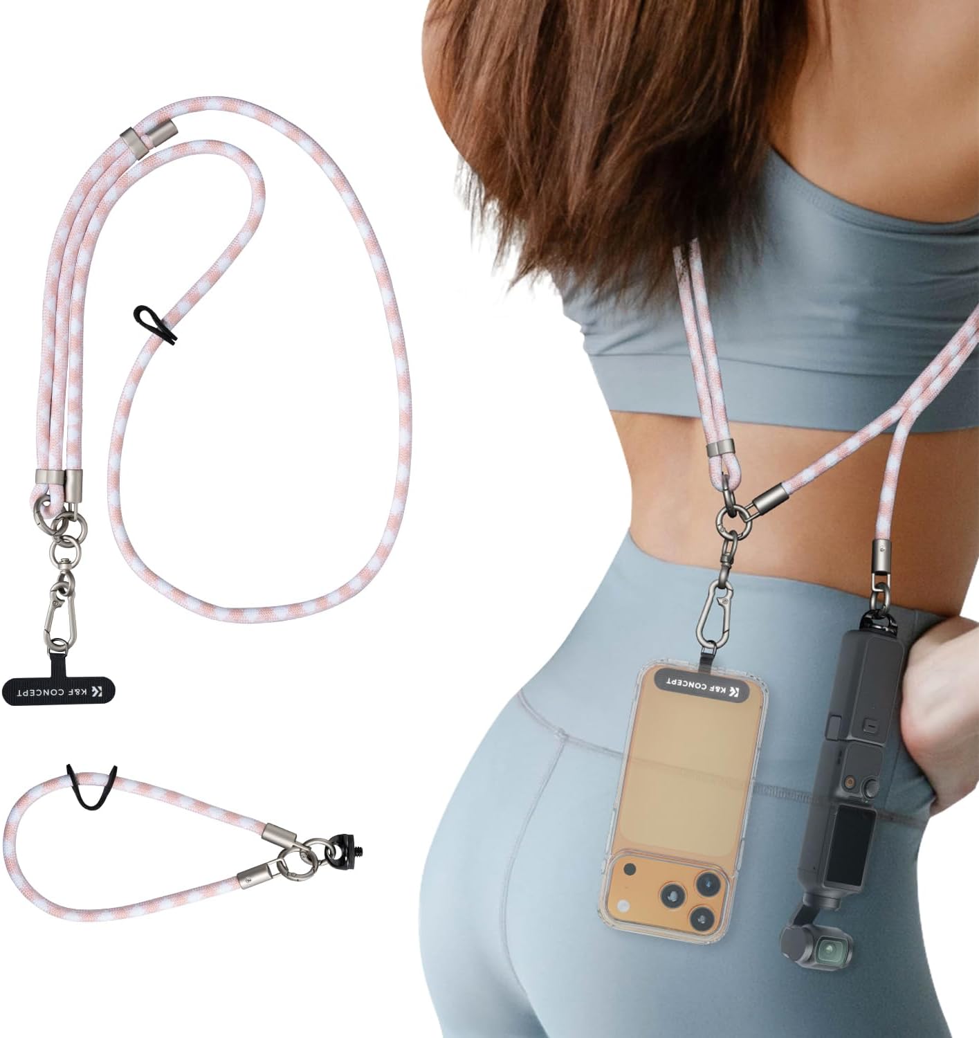 K&F CONCEPT 2-in-1 Phone Lanyard Crossbody with 1/4" Screw, Adjustable Anti Theft Crossbody Strap Compatible for DJI Osmo