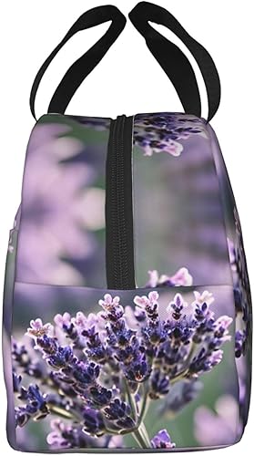 Miniatura 2 de Lonchera de trabajo, bolsa de almuerzo de viaje con flores de lavanda para mujeres y hombres, contenedor de almuerzo aislado reutilizable de gran